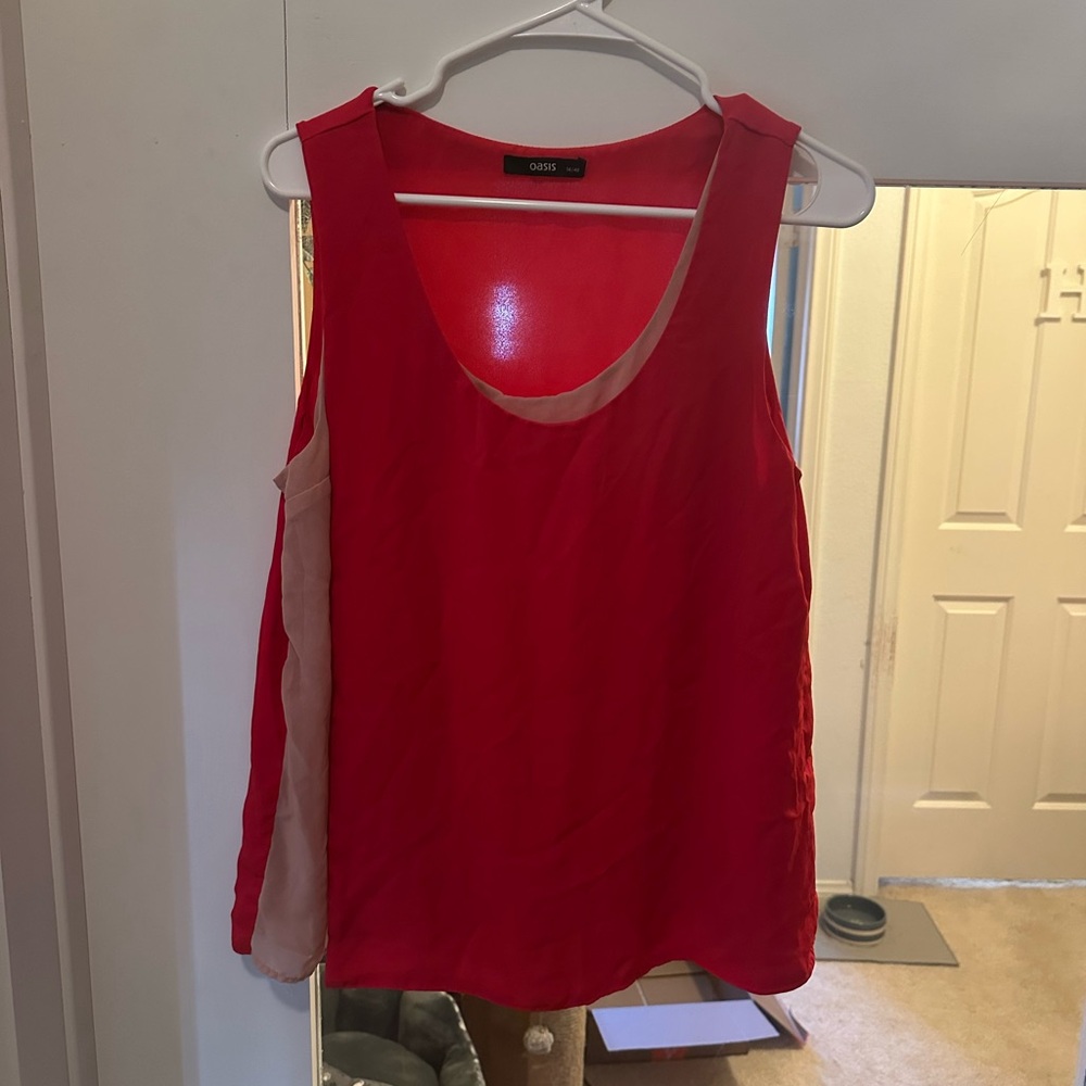 Oasis Bright Red Tank with Cream Side Panels